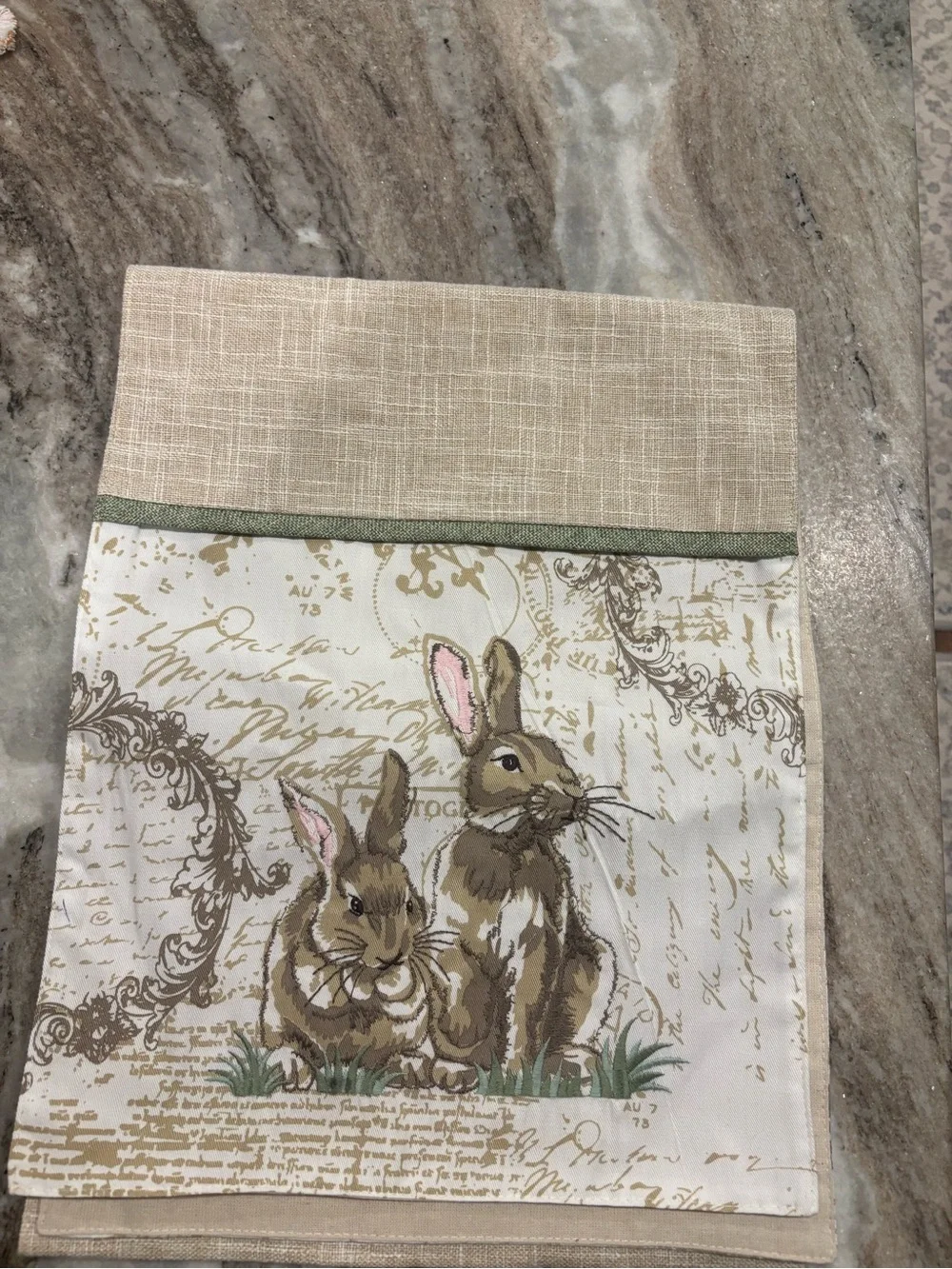 Beige Bunny Print Decorative Table Runner